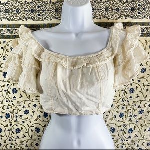 American Eagle Off White Festival Crop Top